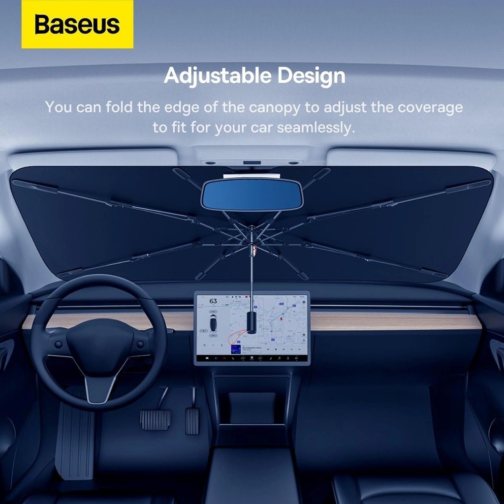 Baseus Car Windshield Sun Shade Umbrella – 131×69cm, Double-Layer UV Protection, Foldable Design | BS-CN008 |