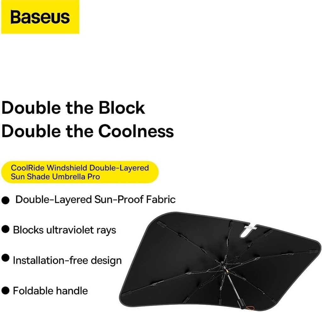Baseus Car Windshield Sun Shade Umbrella – 131×69cm, Double-Layer UV Protection, Foldable Design | BS-CN008 |