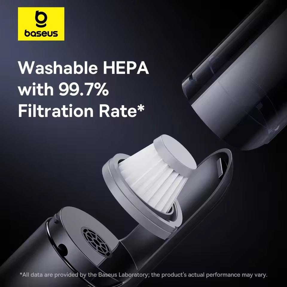 Baseus A0 Pro Wireless Car Vacuum Cleaner – 4000Pa Suction, 2000mAh Battery, 35W Power, Type-C Charging