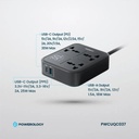 Powerology Power Strip 3250W – 3 AC Outlets with USB-A & USB-C PD Fast Charging | PWCUQC037 |