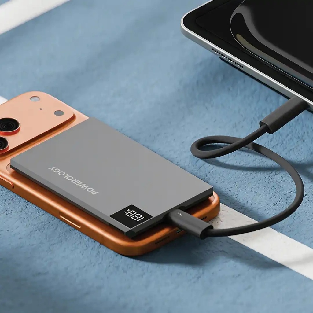 Powerology Tender 5000mAh MagSafe Slim Power Bank – 20W PD USB-C & 15W Wireless Charging | PPBCHA107GY |