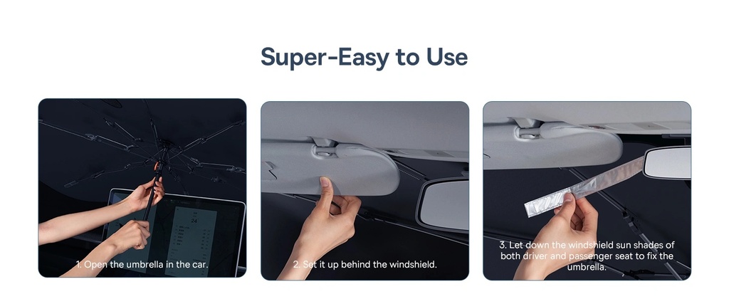 Baseus Car Sun Shade Umbrella – 141 × 75cm Large Foldable Front Windshield Sunshade with Anti-UV & Heat Protection | BS-CN013 |