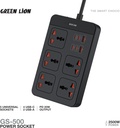 Green Lion GS-500 Power Socket 2500W 11-in-1 Extension with 5 AC Sockets PD 20W USB-C Fast Charging - Multi-Port Power Strip for Home and Office | GNGS500PSBK |