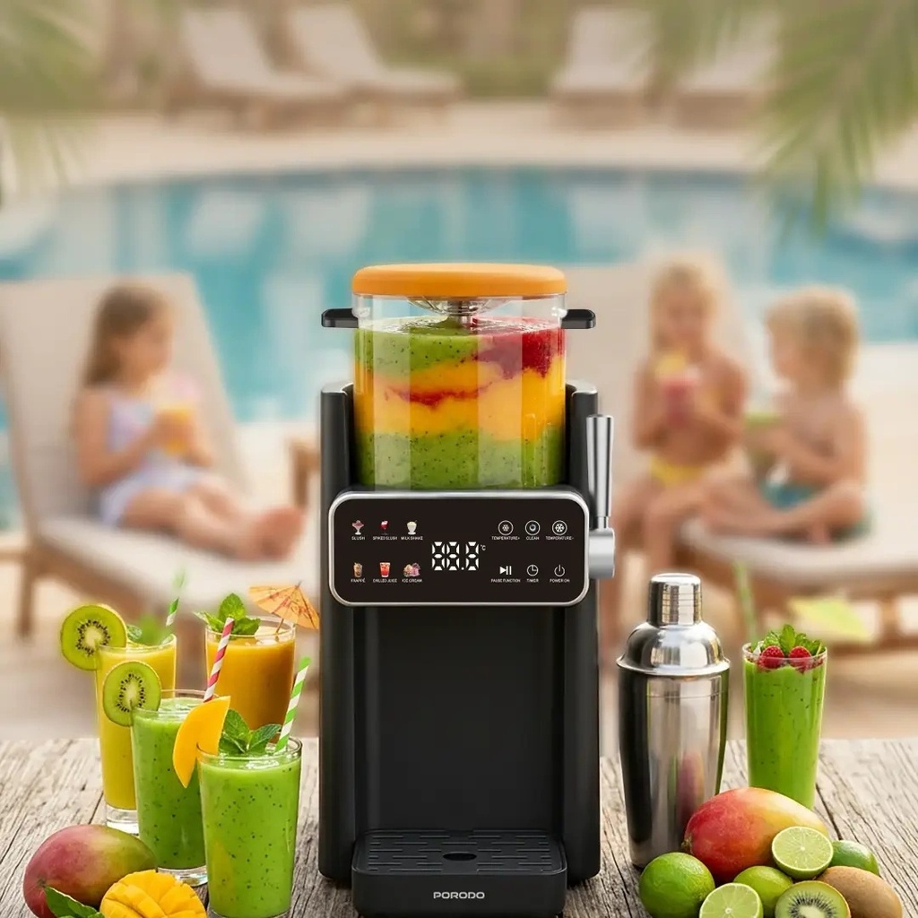 Porodo Lifestyle Frappé Ice Cream & Slushie Maker 1.2L 150W 7 Preset Modes Multi-Texture Control - Frozen Dessert & Drink Machine | PDLFST2506BKOG |