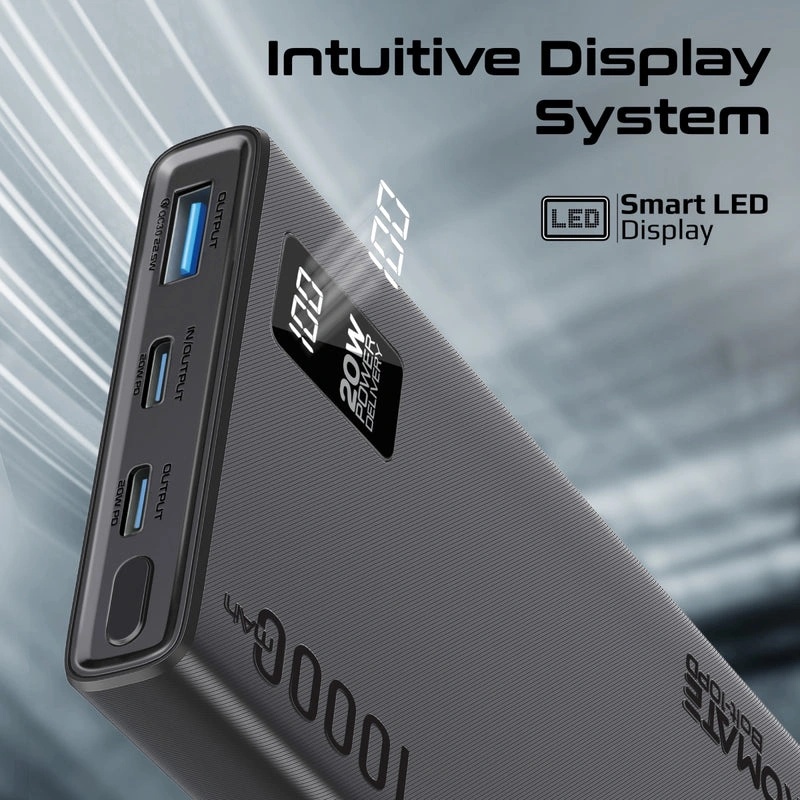 PROMATE Power Bank 10000mAh 20W PD Dual USB-C 22.5W USB-A Fast Charging - Compact Portable Li-Polymer Battery Pack | Bolt-10PD |