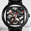 CIGA Design Automatic Mechanical Watch 44mm Skeleton Dial Seagull Movement 3ATM Water Resistance - Stainless Steel Watch with Black Leather Strap | Z021 |