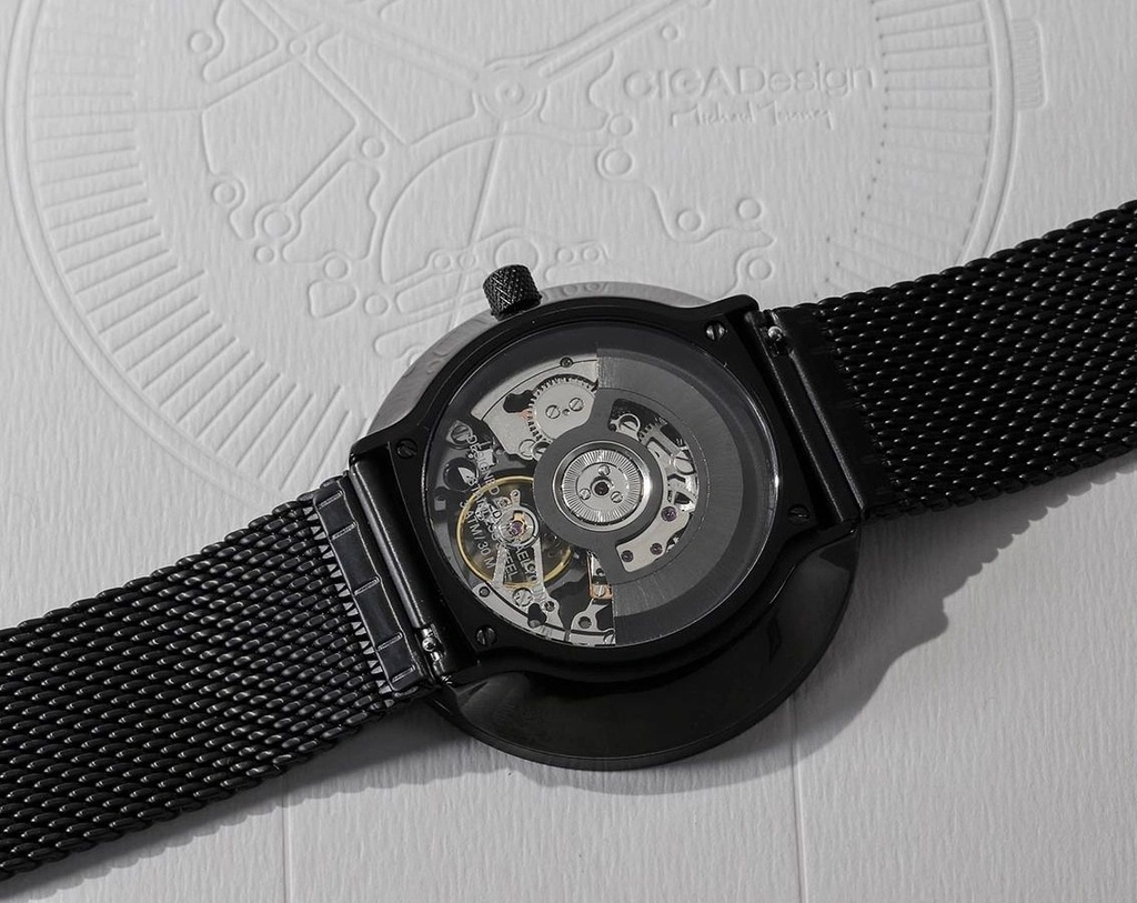 CIGA Design My Series Automatic Watch 45mm Skeleton Dial Seagull Movement 3ATM Water Resistance - Stainless Steel Watch with Black Mesh & Leather Straps | M021-BLBL-W13 |