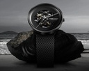 CIGA Design My Series Automatic Watch 45mm Skeleton Dial Seagull Movement 3ATM Water Resistance - Stainless Steel Watch with Black Mesh & Leather Straps | M021-BLBL-W13 |