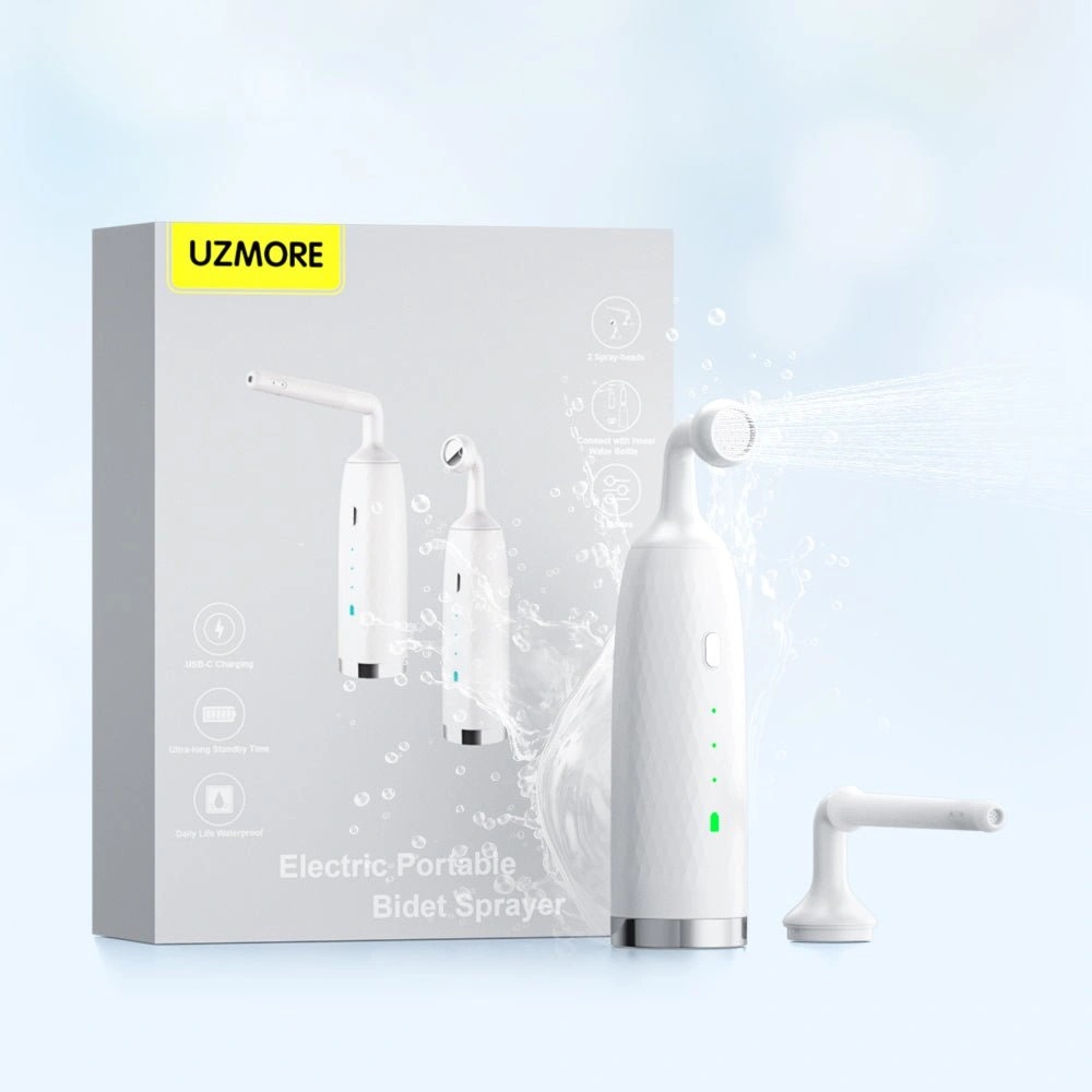 UZMORE Portable Electric Personal Hygiene Water Sprayer with 900mAh Rechargeable Battery, 3 Spray Modes & USB-C Charging - Travel Bidet | UZ-24001 |
