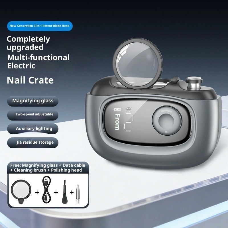 Multi-Function Electric Nail Clipper & Trimmer with Automatic Cutting, LED Display, Built-in Magnifying Glass, Dual Speeds & USB-C Rechargeable - Professional Manicure & Pedicure Kit | S9 |