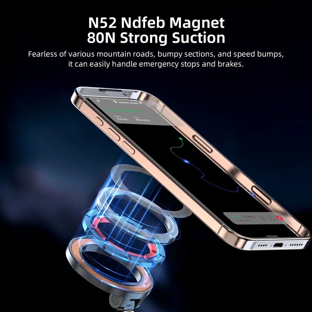 Vyvylabs M02 MagSpin Foldable Magnetic Car Mount, 360° Rotation, PC + Zinc Alloy, Adhesive Installation | VJZX-BK |