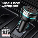 Promate 230W RapidCharge™ Car Charger, 140W PD 3.1, Dual USB-C, 45W USB-A QC 3.0, Multi-Device Fast Charging | PowerDrive-230 |