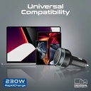 Promate 230W RapidCharge™ Car Charger, 140W PD 3.1, Dual USB-C, 45W USB-A QC 3.0, Multi-Device Fast Charging | PowerDrive-230 |
