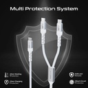 Promate 140W USB-C to Dual USB-C Charging Cable, PD 3.1, 480Mbps Data Transfer, 1.4M Fabric Braided Cable | PowerLink-3C |