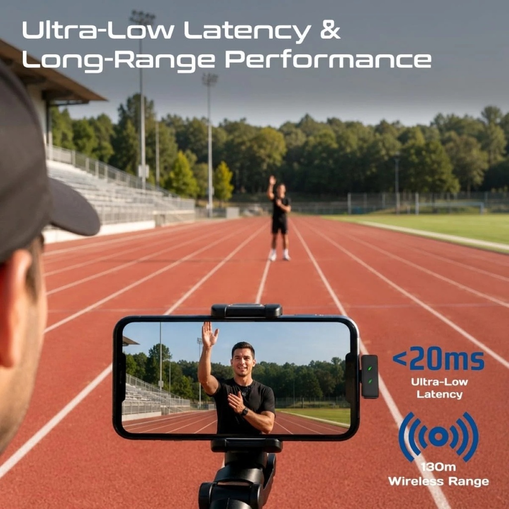 Promate Sonex Wireless AI Lavalier Microphone 2-Pack, AI Noise Cancellation, 24-Hour Battery, 130m Range | Sonex |