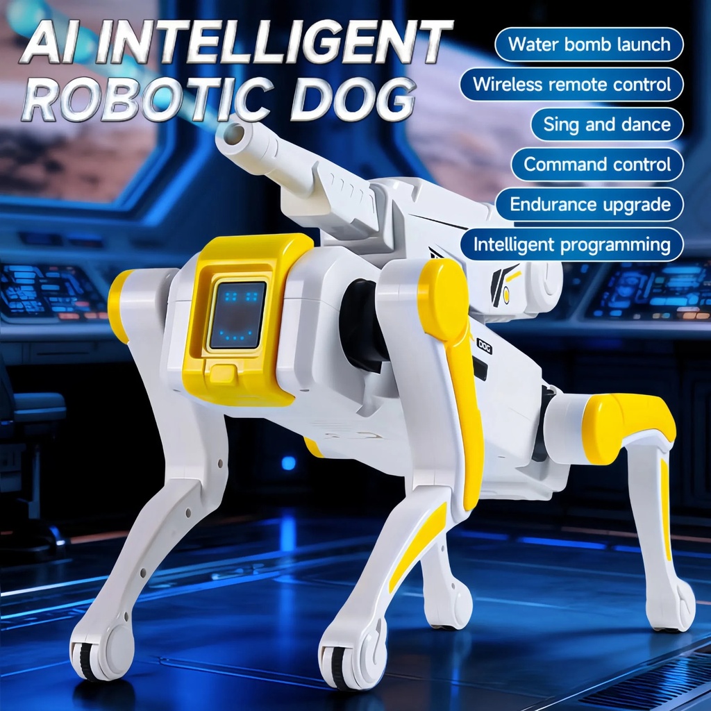 AI Remote Control Robot Dog, 2.4GHz Multifunctional Programming Stunt Robot with Voice Control, Lights, Water Bomb Launching & Shake Hands | CQ-796 |