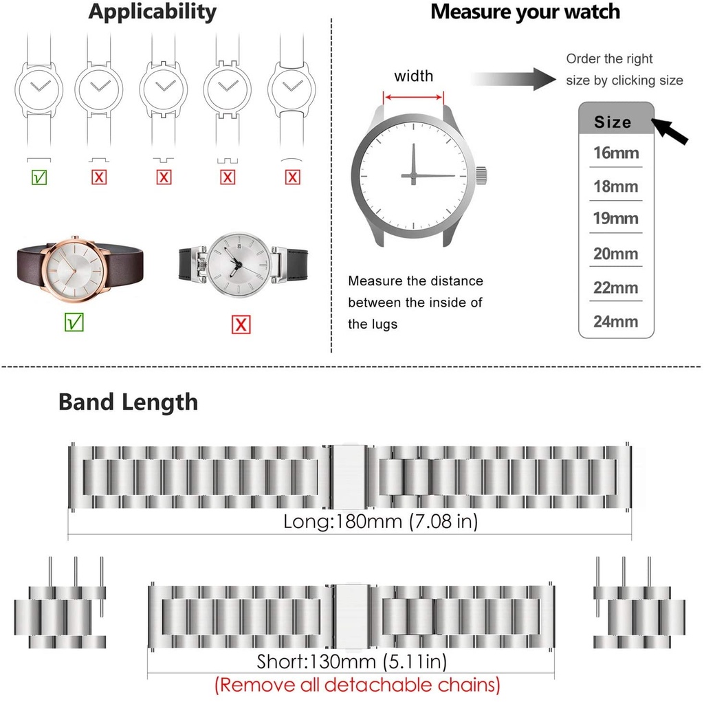 Stainless Steel Watch Belt , Stainless Steel Watch Band Strap