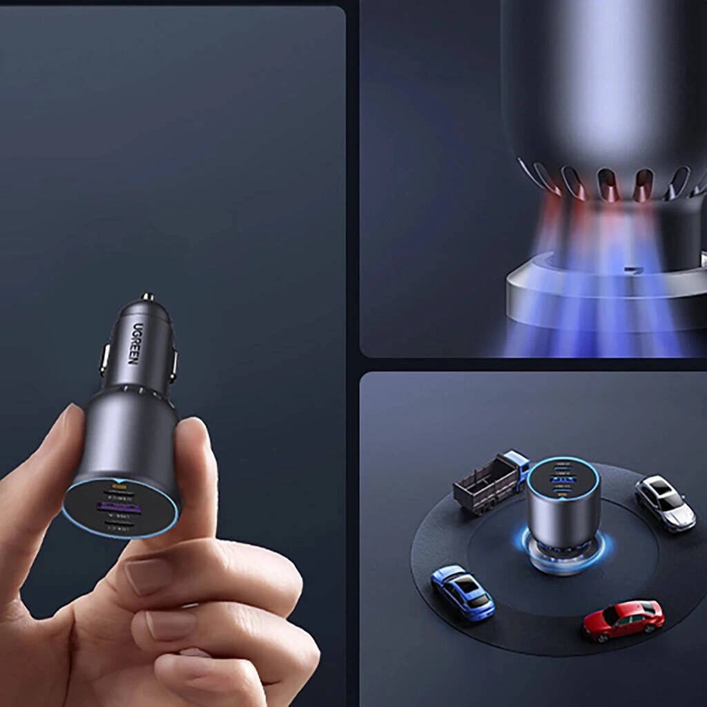 UGREEN 130W Car Charger with 2 USB-C & USB-A, 100W PD Laptop Charging, QC 3.0 Fast Charge | EC705-35025 |
