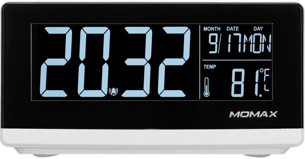MOMAX QClock Digital LED Alarm Clock With Qi Wireless Charger Fast Charging Station QC1