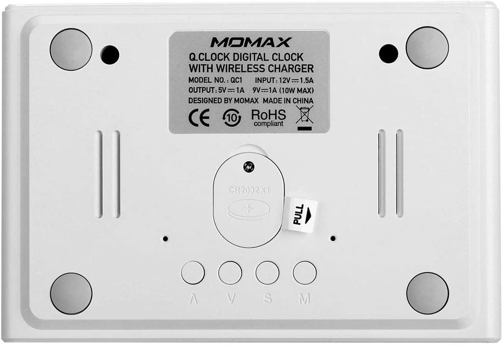 MOMAX QClock Digital LED Alarm Clock With Qi Wireless Charger Fast Charging Station QC1