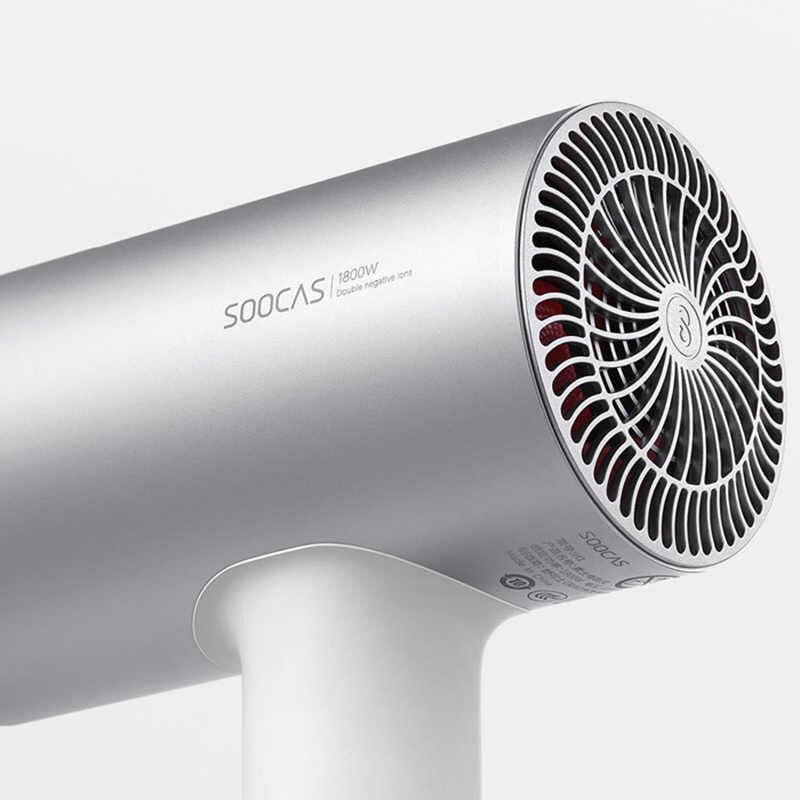 SOOCAS H5 Negative Ion Hair Dryer for Xiaomi Mijia 1800W Professional Blow Dryer Aluminum Alloy Powerful Electric Dryer EU Plug Silver