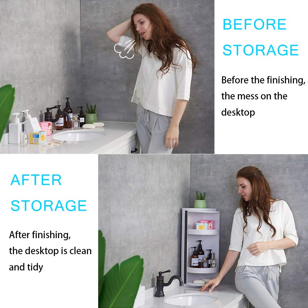 Corner Shelf Rack Rotating 360 Degree Corner Storage Holder Kitchen Organizer Rack Space Saver Holder