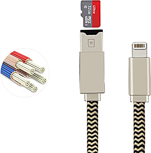 iDragon Memory Card Reader 2 in 1 Apple lightning cable Adapter and Data Sinc USB Charging Cable with external storage Micro SD Connector For iPhone 6/6 Plus/5/5s iPad iPod(Memory Card not included)