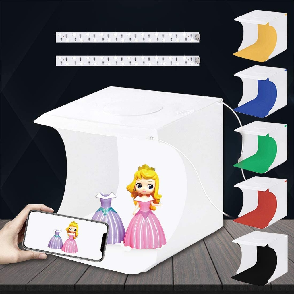 PULUZ Portable 7 Inch LED Portable Photo Studio 2 LEDs included 6 Colors Backdrops