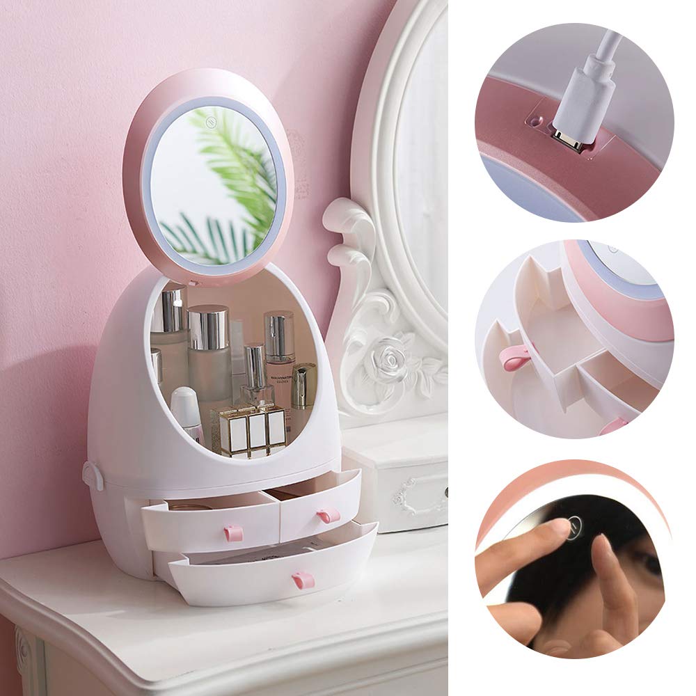 Makeup Cosmetics Storage Box Led Light Makeup Organizer Drawer
