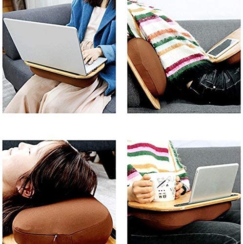 Natural Bamboo Lap Desk with cushion and Cup Holder