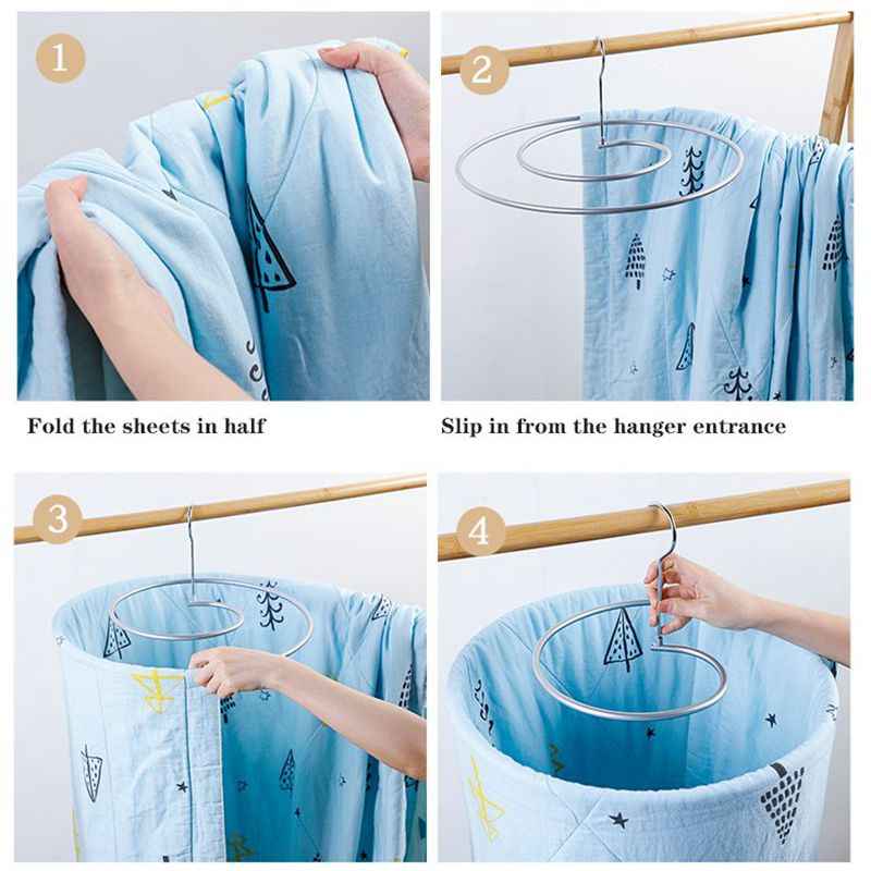 Multifunctional Stainless Steel Round Drying Rack Household Spiral Sheet Clothes Hanger