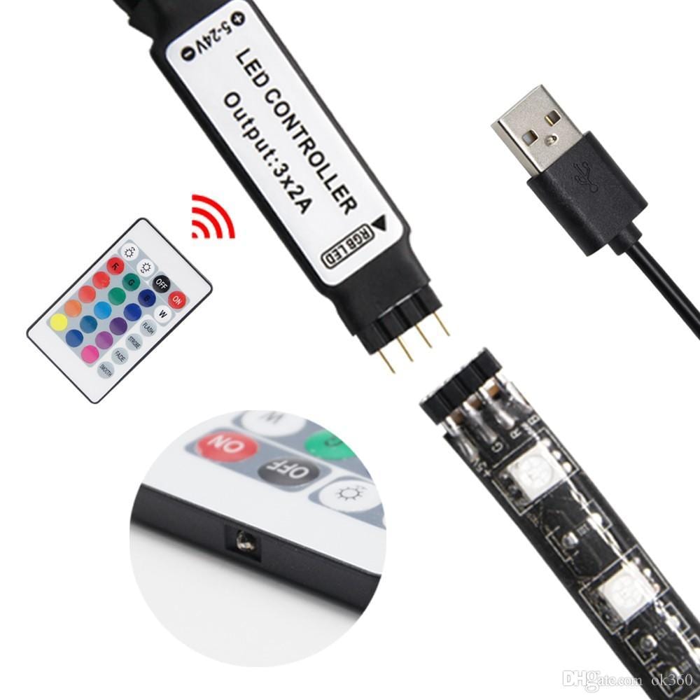 Led Controller 5V RGB LED Strip PrePack 4 x 0.5m with Controller and Remote