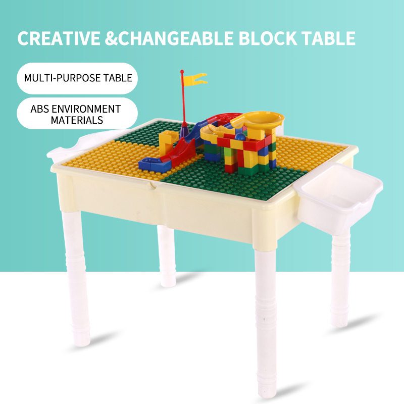 Toy Brick Table Play Table Storage Table with chair for Kids White