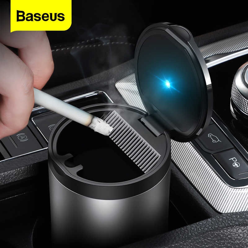 Baseus Premium Car Ashtray Portable Car Ashtray with LED Light Auto Cigarette Smoke Cup Holder