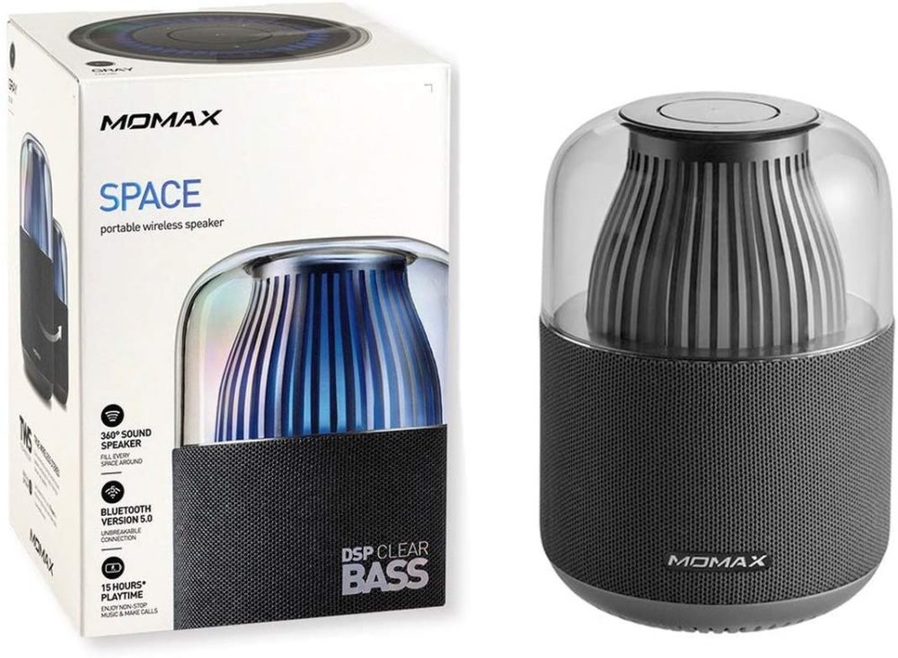 Momax Space True Wireless 360° Speaker With Ambient Light BS1D - Black