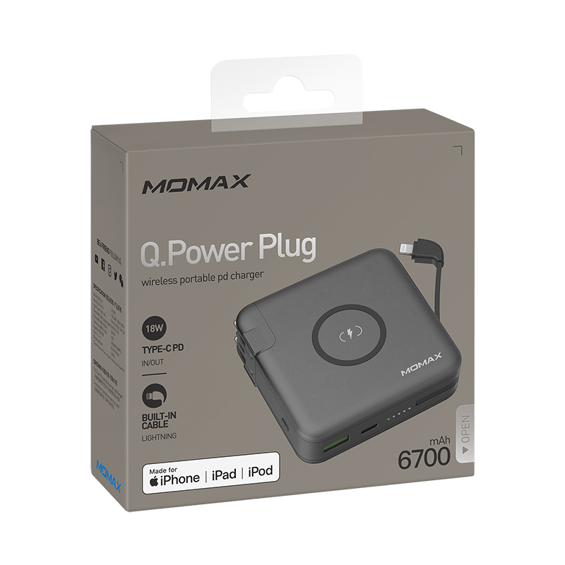 MOMAX Q.Power Plug Wireless Portable PD Charge 18w 6700mAh (IP93MFI)