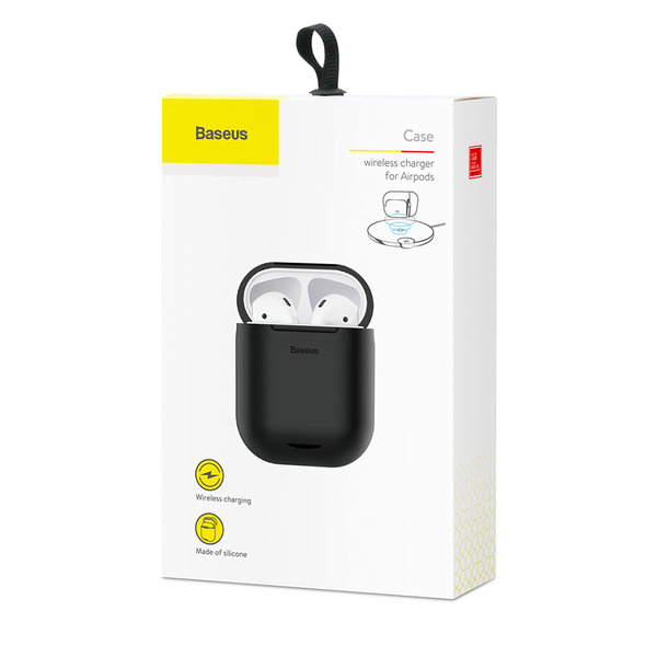 Baseus Wireless Charging Case For Airpods Bluetooth Earphone luxury Silicone Case Cover For Apple AirPods 2 Funda Box Coque - Black