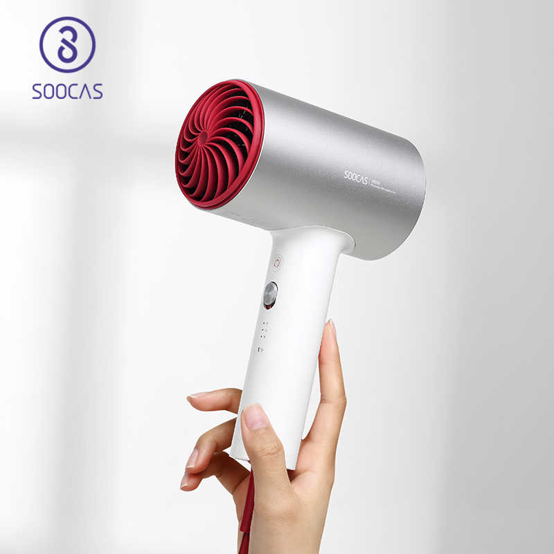 SOOCAS H5 Negative Ion Hair Dryer for Xiaomi Mijia 1800W Professional Blow Dryer Aluminum Alloy Powerful Electric Dryer EU Plug Silver
