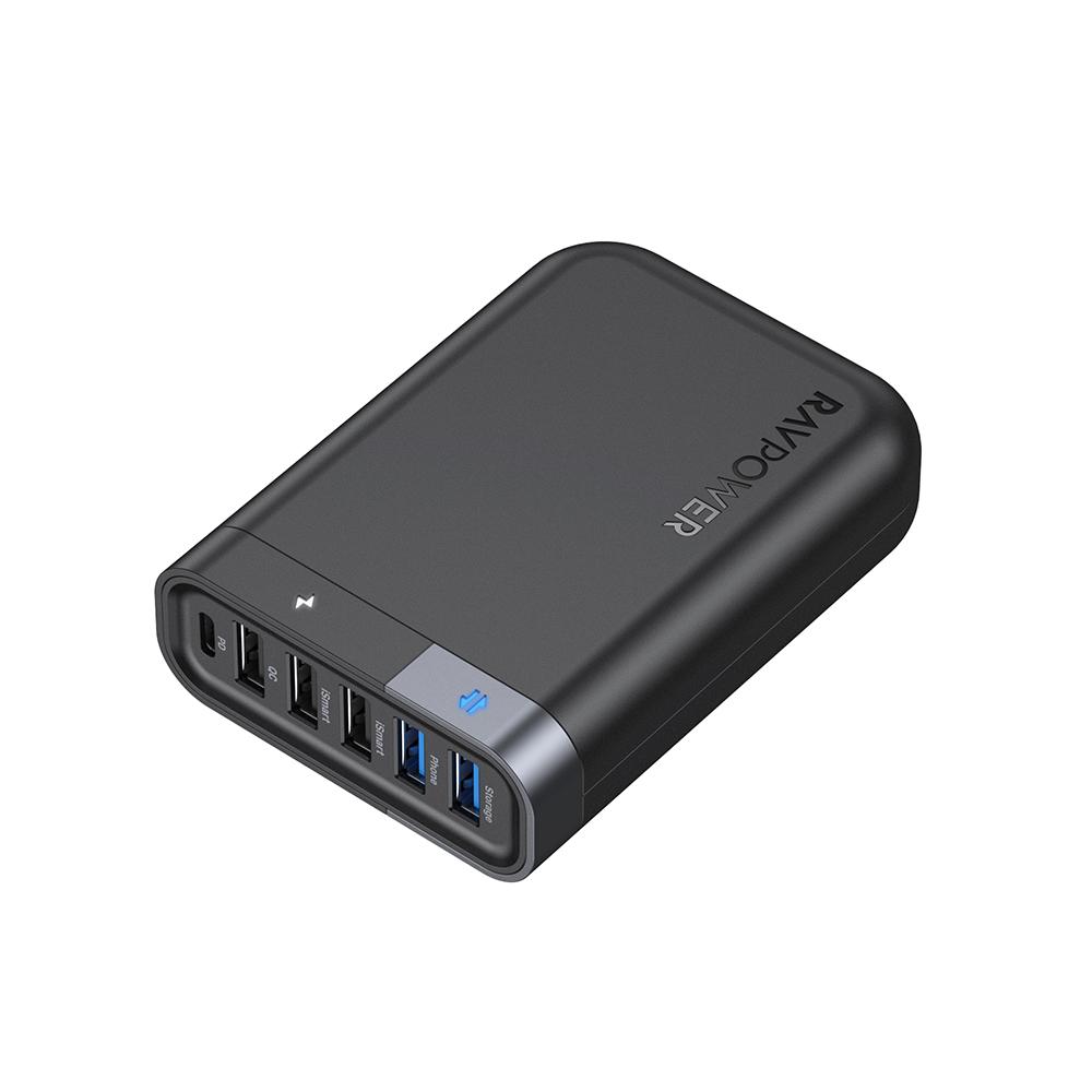 RAVPower 60W USB Fast Charger 6 Ports Quick Charge 3.0 Multi-Port Desktop Charger for Galaxy S9 S8 S7 S6 Edge Note iSmart for iPhone X 8