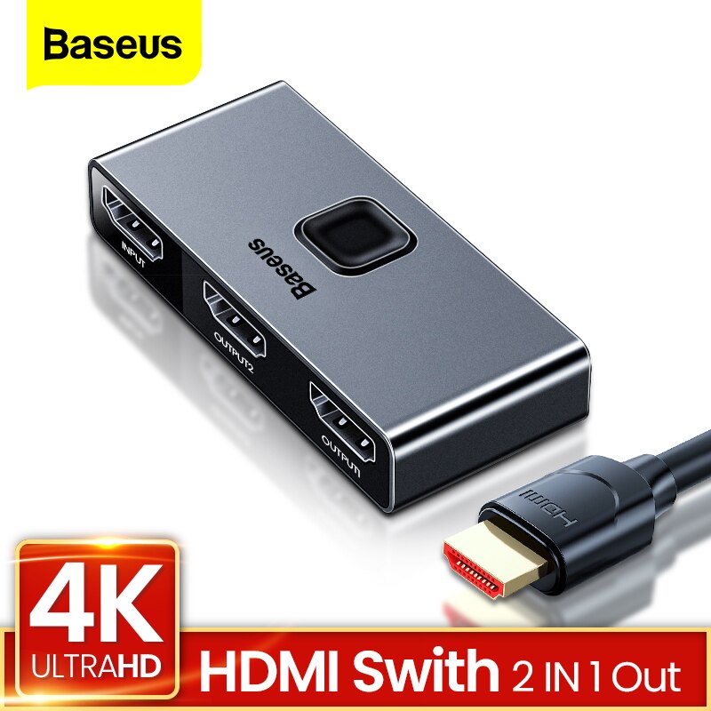 BASEUS MATRIX HDMI SPLITTER 2 IN 1 OR 1 IN 2 RESOLUTION 4K (CAHUB-BC0G)