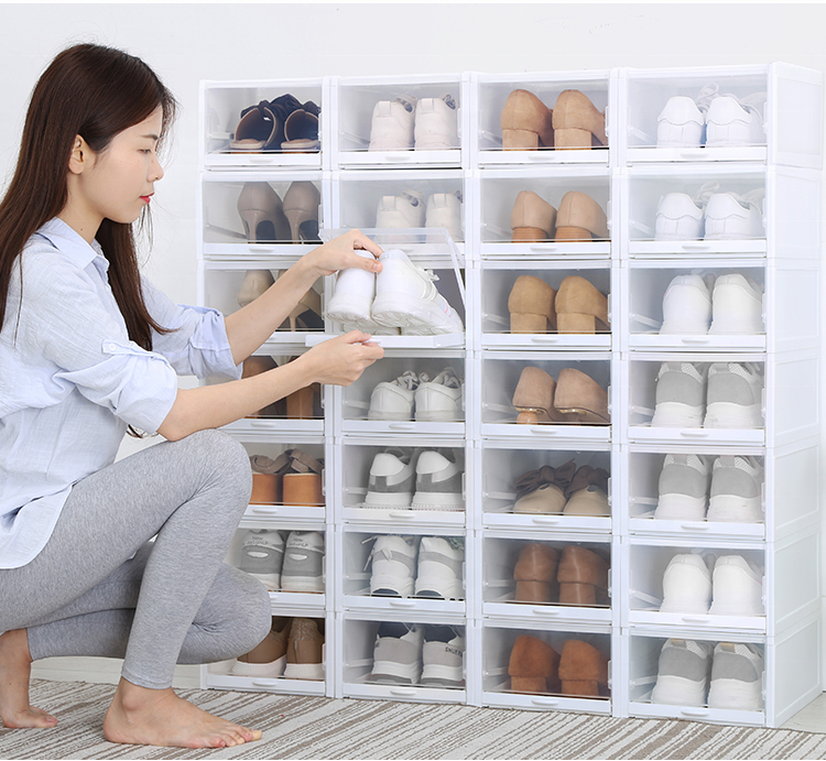 Shoe Box Drawer Organizer Storage DF008 Drawer Plastic Shoe Box 3 Pcs