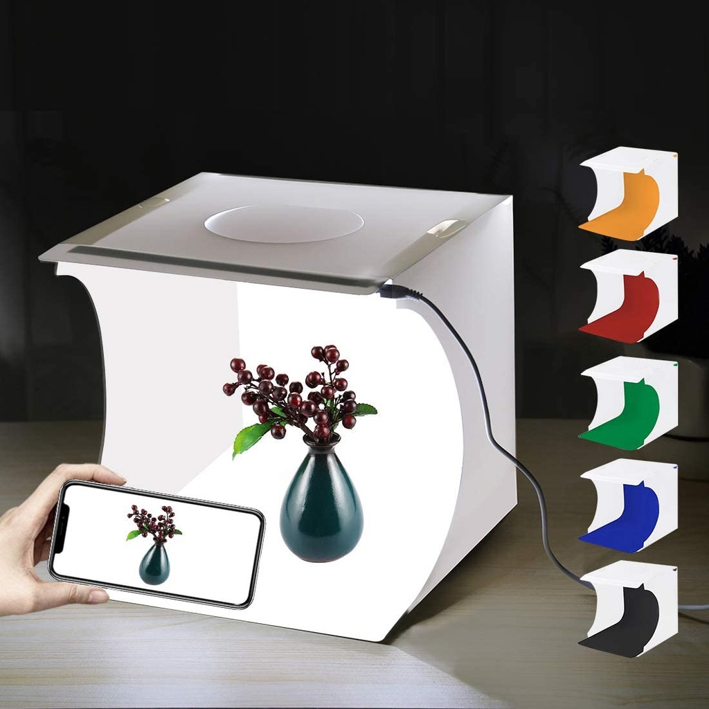PULUZ Portable 7 Inch LED Portable Photo Studio 2 LEDs included 6 Colors Backdrops