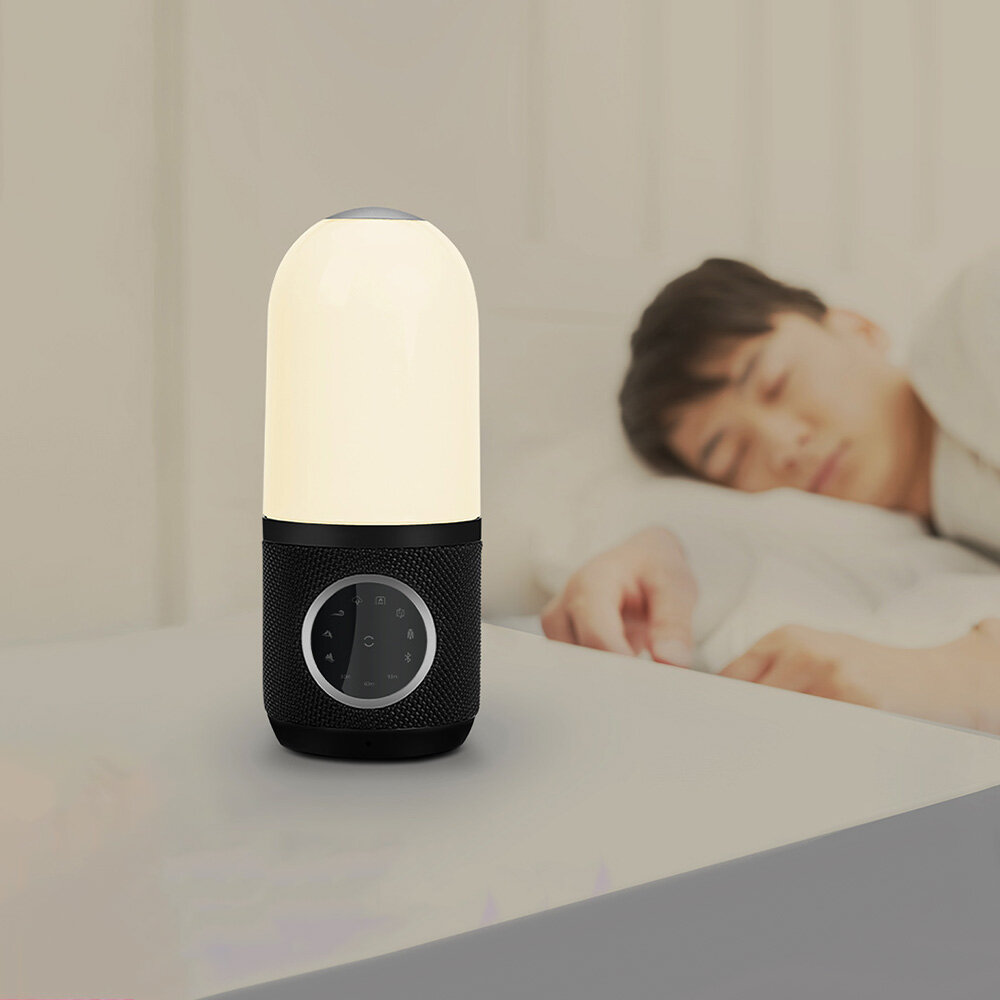 Velev V06 bluetooth Speaker HIFI Subwoofer Alarm Clock Light White Noise Machine Timing Firefly Sleep Speaker - Black