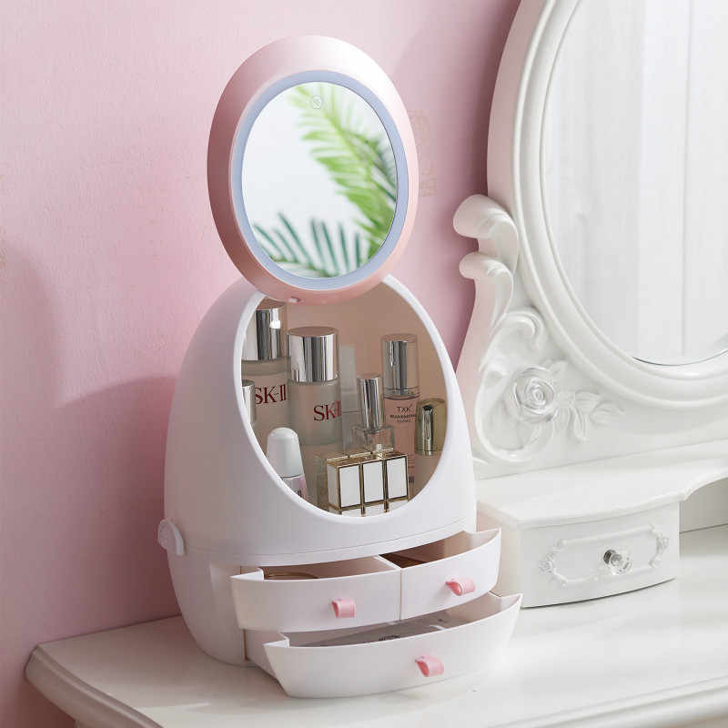 Makeup Cosmetics Storage Box Led Light Makeup Organizer Drawer