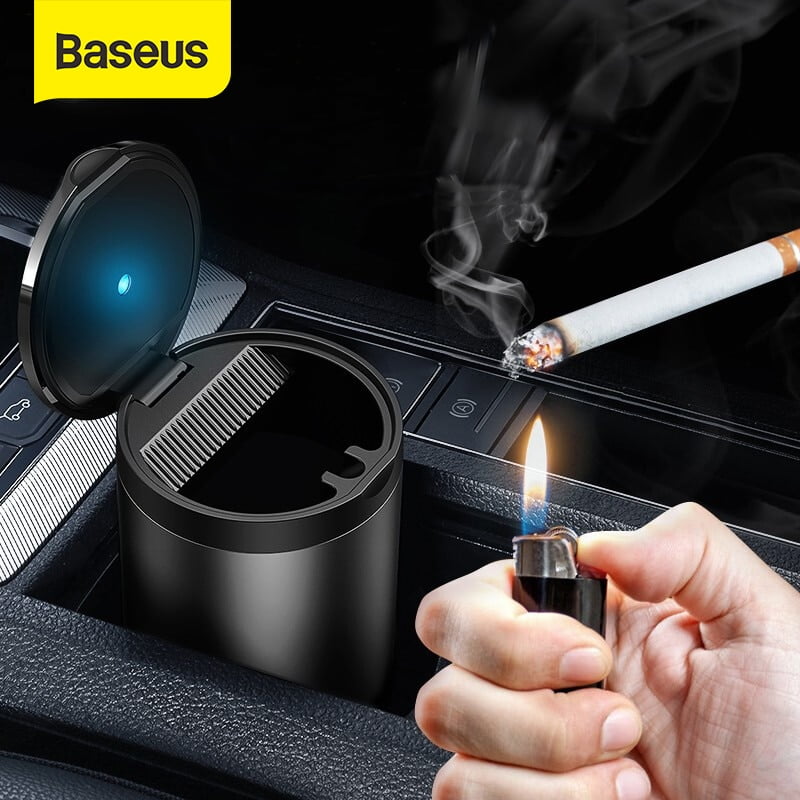 Baseus Premium Car Ashtray Portable Car Ashtray with LED Light Auto Cigarette Smoke Cup Holder