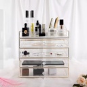 Beautify Cosmetic Organiser Case Table Storage Stand with Champagne Frame for Makeup - Golden