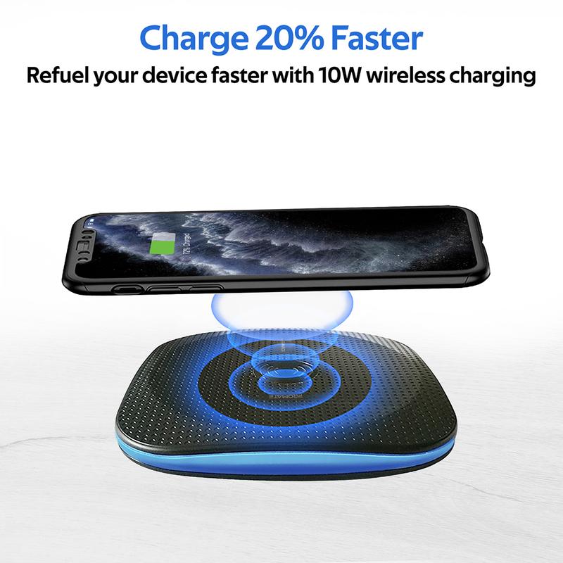 PROMATE AuraPad-4 | 10W | Sleek Design Wireless Charging Pad