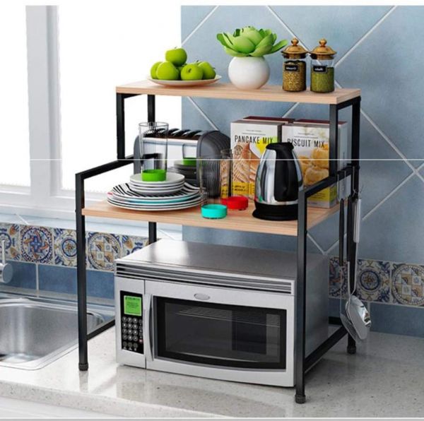 Small Space Kitchen Rack Organizer With Top Shelf With Sandalwood