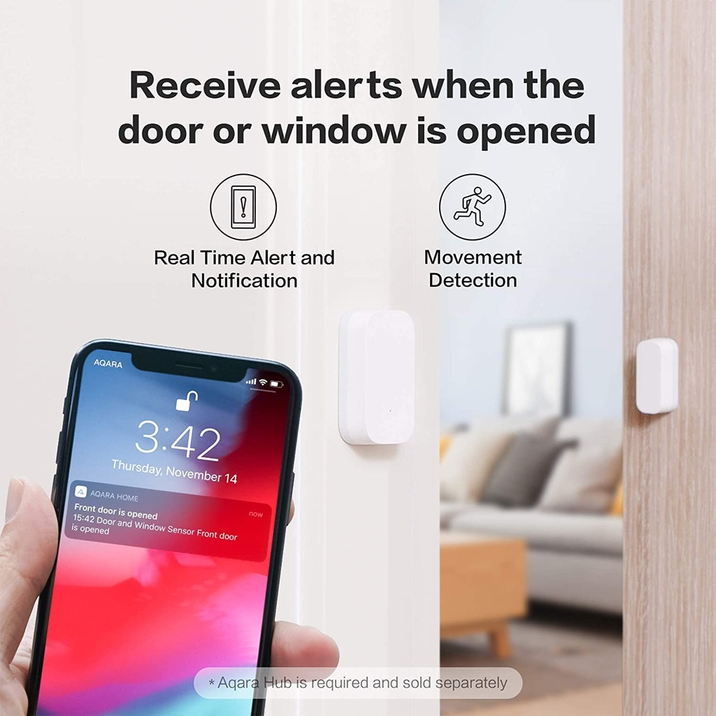 AQARA Door & Window Wireless Mini Communication Smart Sensors For Smart Home Automation & Alarm System Compatible With Apple HomeKit & Alexa (MCCGQ11LM)