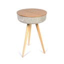 BLUEMAN Z1 Portable Bluetooth Speaker Table, Battery Ash Wood 6600mAh Wireless Charging